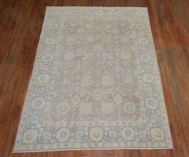 Blush Raspberry Pink Persian Tabriz Rug For Sale at 1stDibs