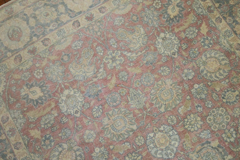 Blush Raspberry Pink Persian Tabriz Rug For Sale at 1stDibs