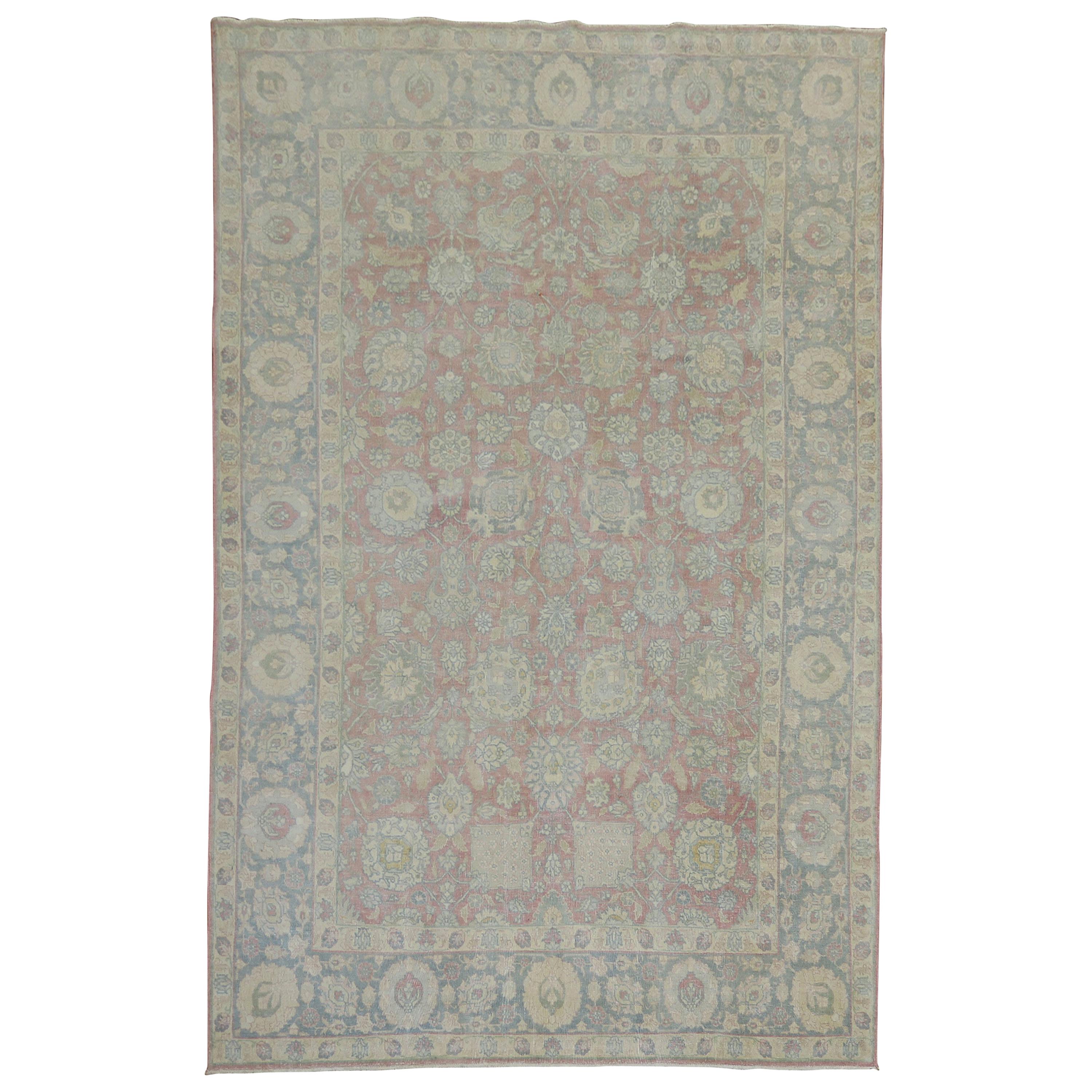 Tapis tabriz persan rose framboise blush