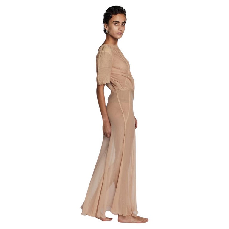 Blush Silk Chiffon Dress 1930s For Sale at 1stDibs