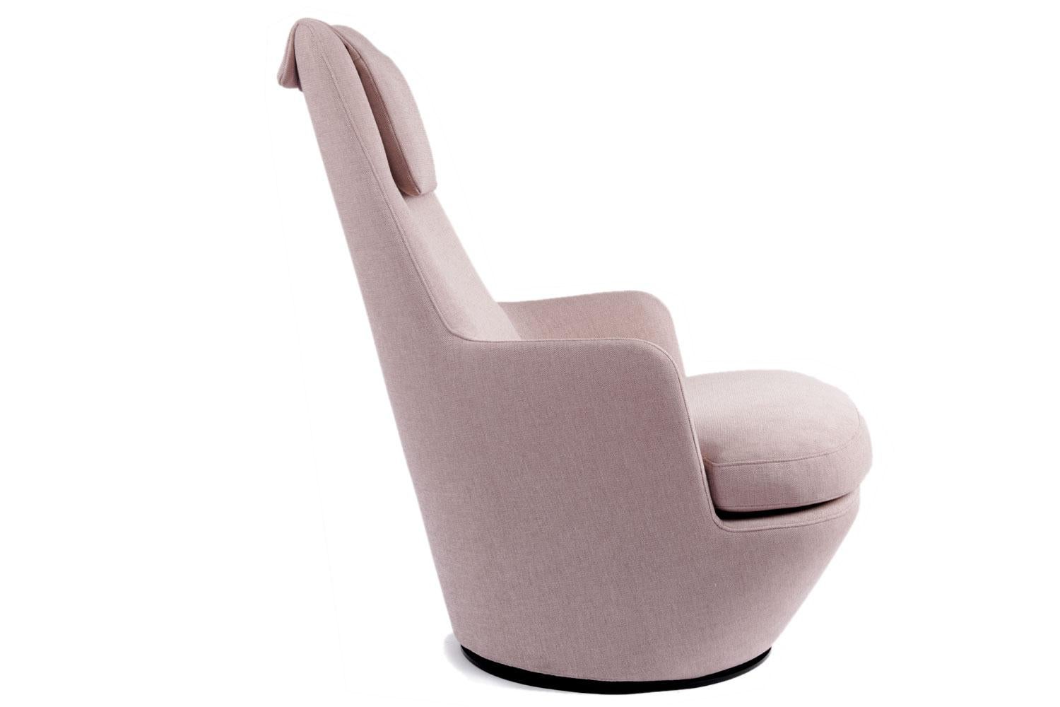 Modern Blush Soft Woven High Back Swivel Lounge Chair, Bensen