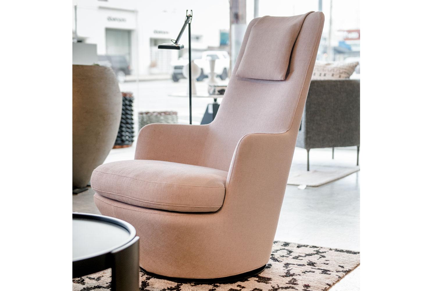 Italian Blush Soft Woven High Back Swivel Lounge Chair, Bensen