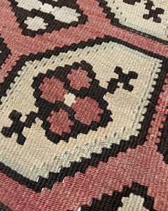 Blush Terracotta Balkan Kilim • Handmade Vintage Flatweave Rug (4′×6′) • 1960s