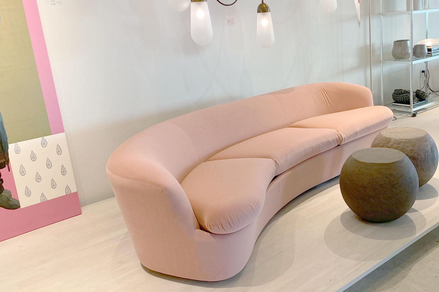 Other Blush Velvet 3-Seat Curved Sofa, Cappellini