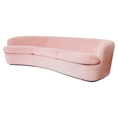 Used Blush Velvet 3-Seat Curved Sofa, Cappellini