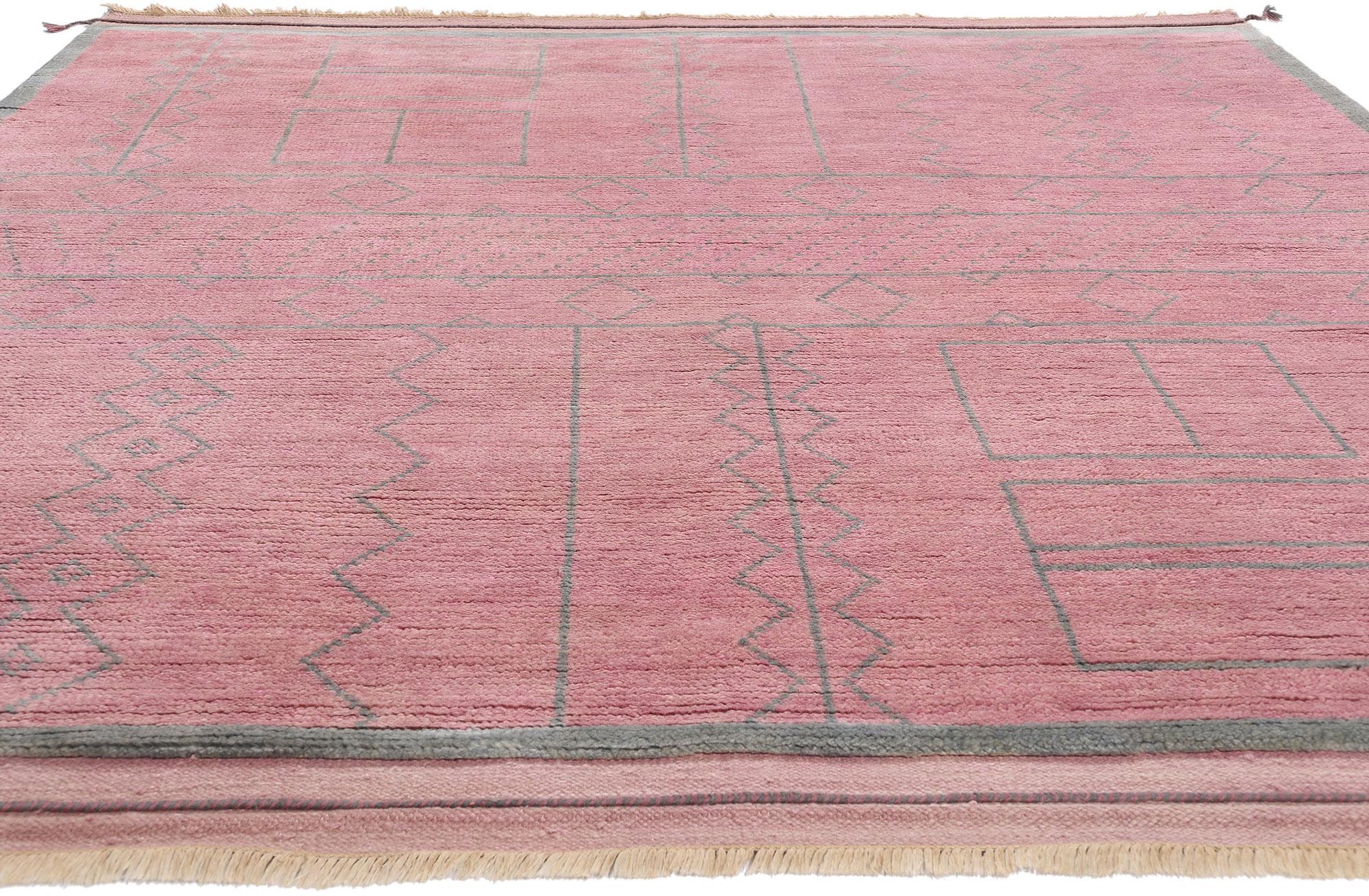 Bohemian Blushing Nomad Boho Chic Pink Moroccan Rug, 08'04 x 10'02 For Sale
