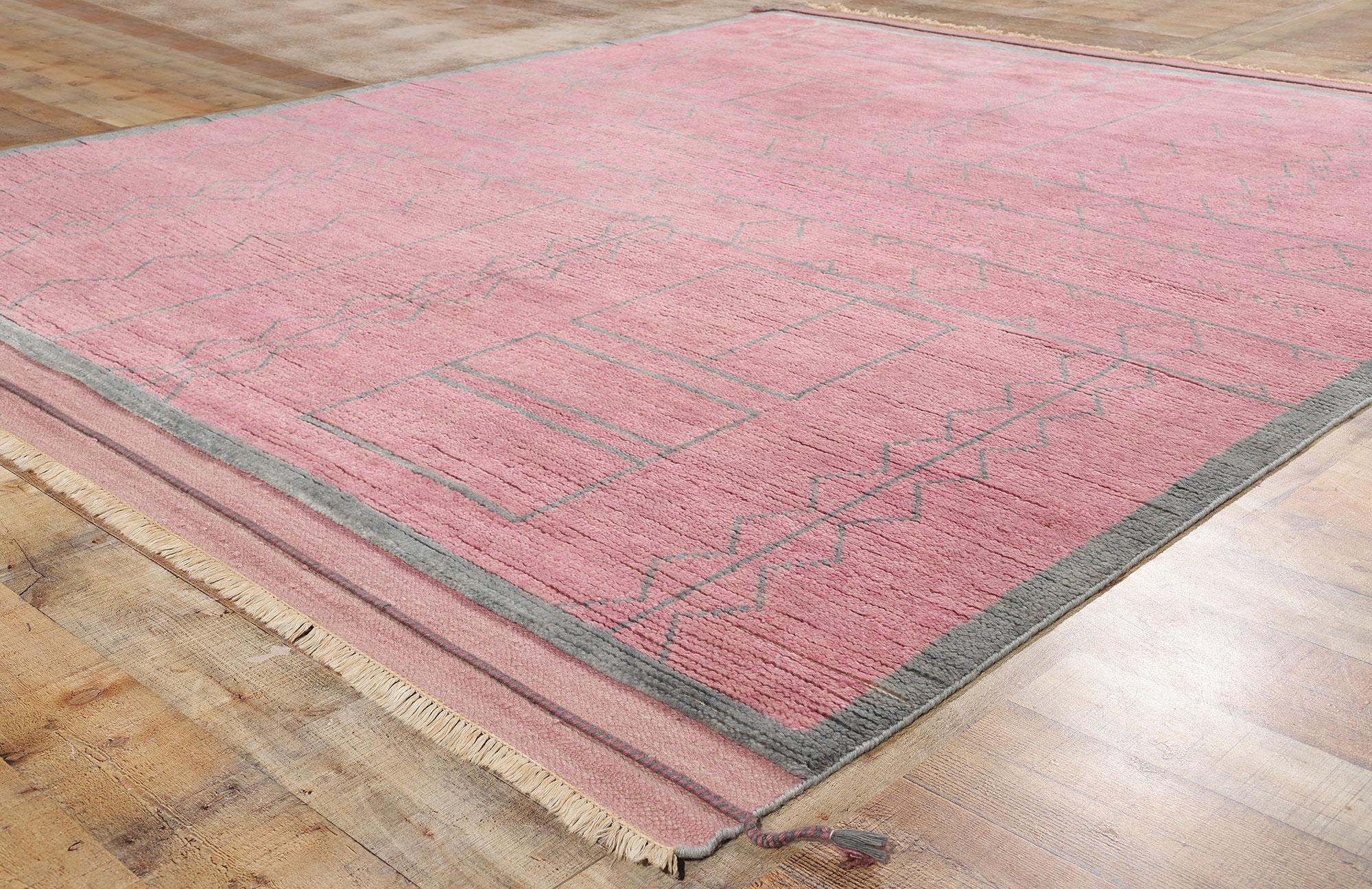 Contemporary Blushing Nomad Boho Chic Pink Moroccan Rug, 08'04 x 10'02 For Sale