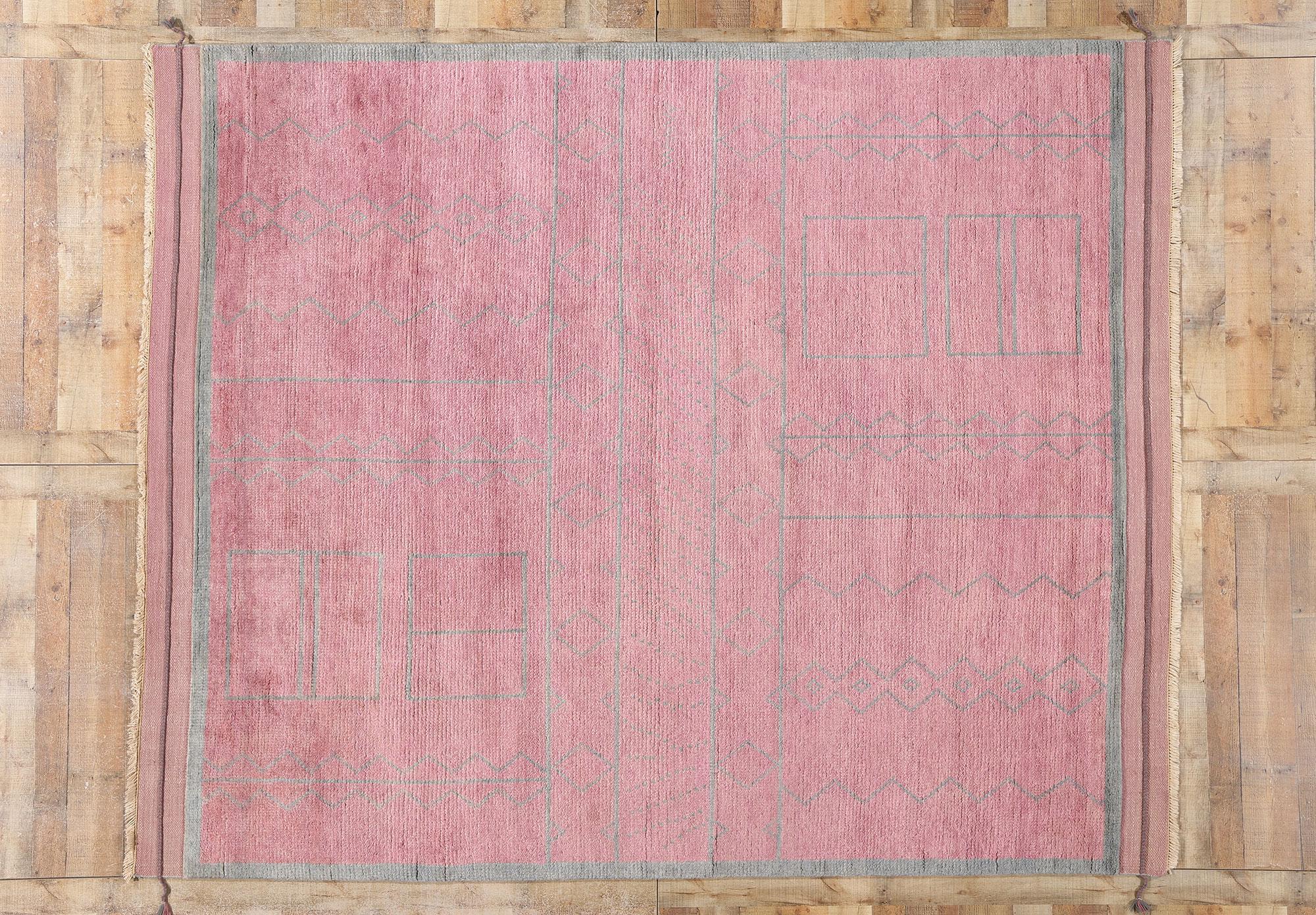 Blushing Nomad Boho Chic Pink Moroccan Rug, 08'04 x 10'02 For Sale 1