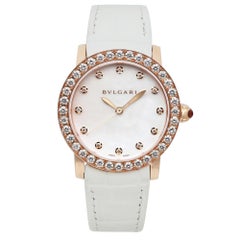 Blvgari Bulgari 33mm 18K Rose Gold Diamond MOP Dial Automatic Watch 102089