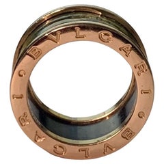 BLVGARI B.zero1 4-bandiger Ring aus 18 Karat Roségold und grünem Marmor