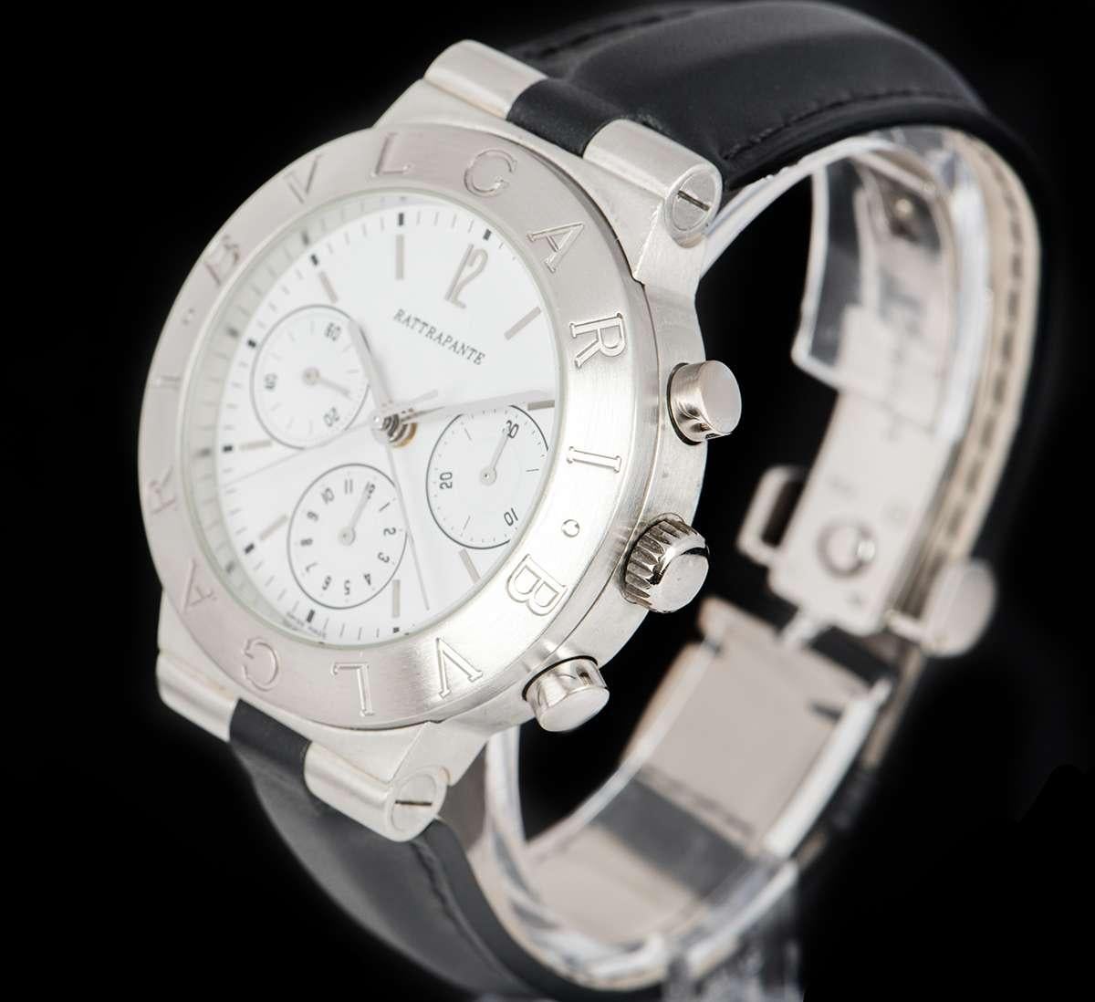 A Platinum Diagono Rattrapante Split Chronograph Gents Wristwatch, white dial with applied index batons and arabic number 12, 30 minute recorder at 3 0'clock, 12 hour recorder at 6 0'clock, small seconds at 9 0'clock, a fixed platinum bezel, a brand
