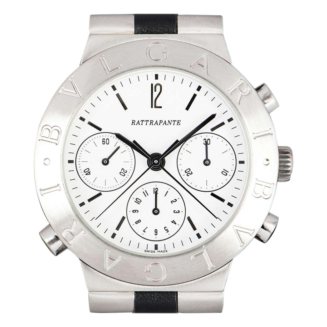 Blvgari Diagono Rattrapante Split Chronograph Platinum White Dial CH40PL