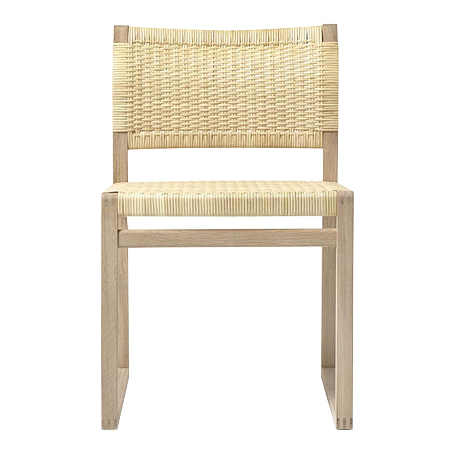 BM 61 Børge Mogensen 61 Dining Chair in Oak and Woven Cane Wicker For Sale