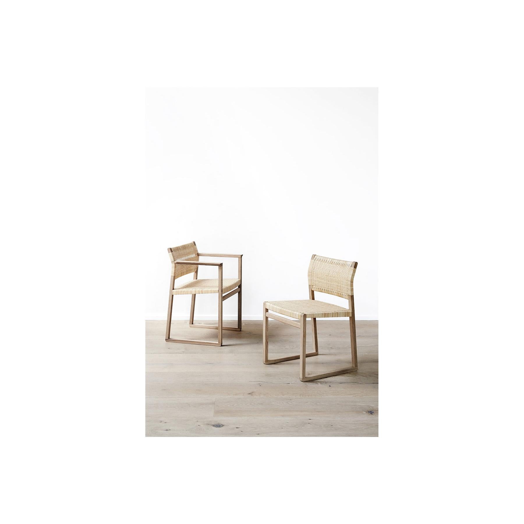 Other BM 62 Børge Mogensen 62 Armchair in Oak and Woven Cane Wicker For Sale