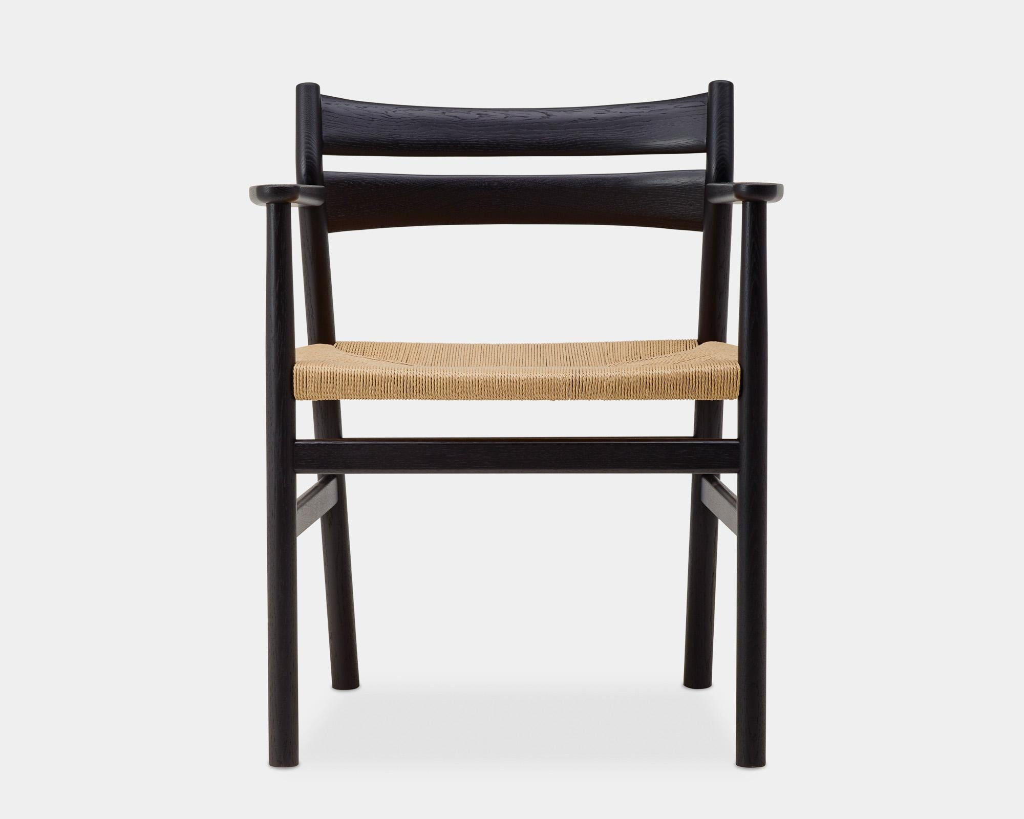 BM2 Chair
Solid oak frame, paper cordel seat
Dimensions : H78 x 44 x 51 cm (seat height 46cm)

Wood:
– Oak
– Smoked oak
– Black lacquered oak

Paper cordel:
– Natural
– Black

-- 
The collection of chairs BM1 and BM2, signed by DK3,