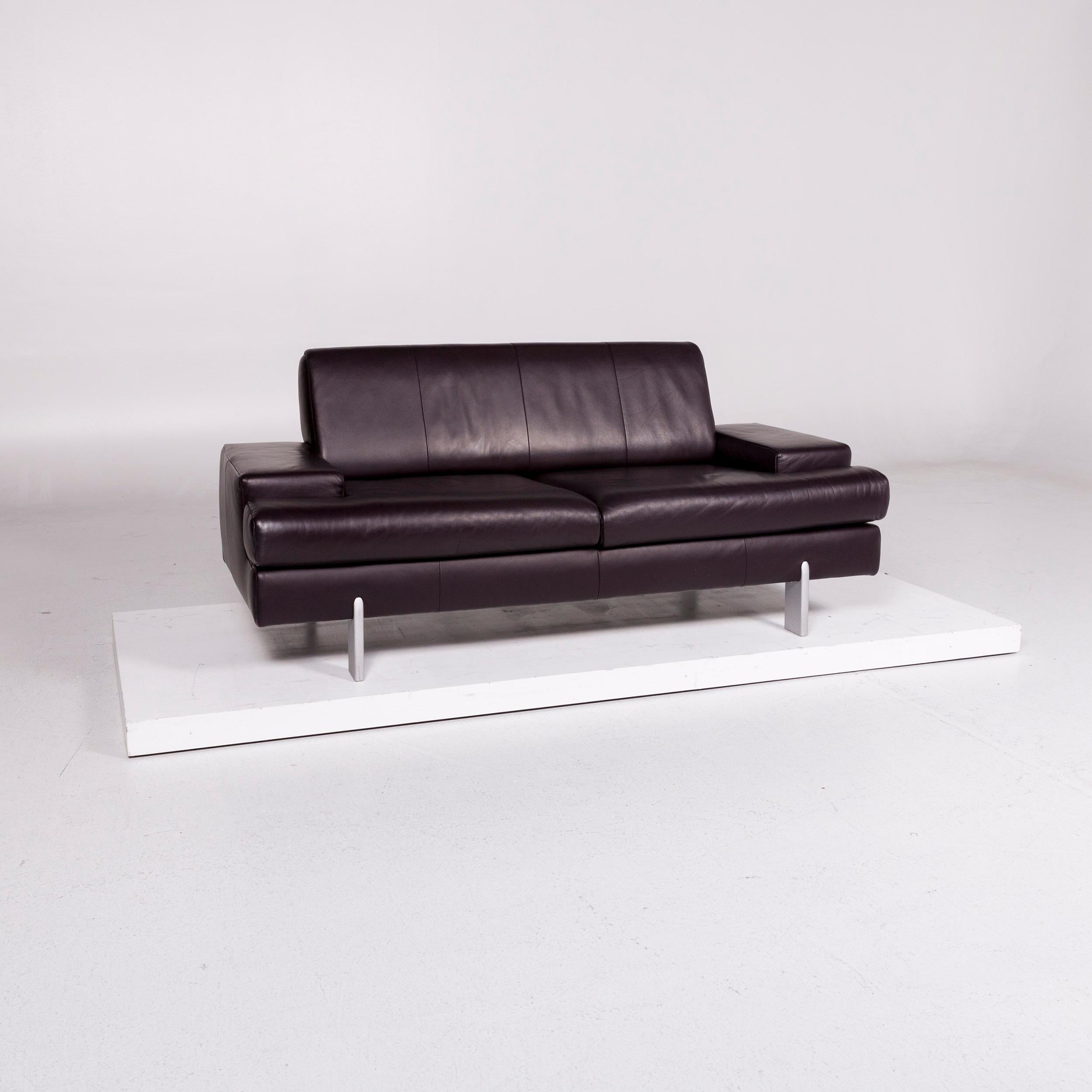 eggplant leather sofa