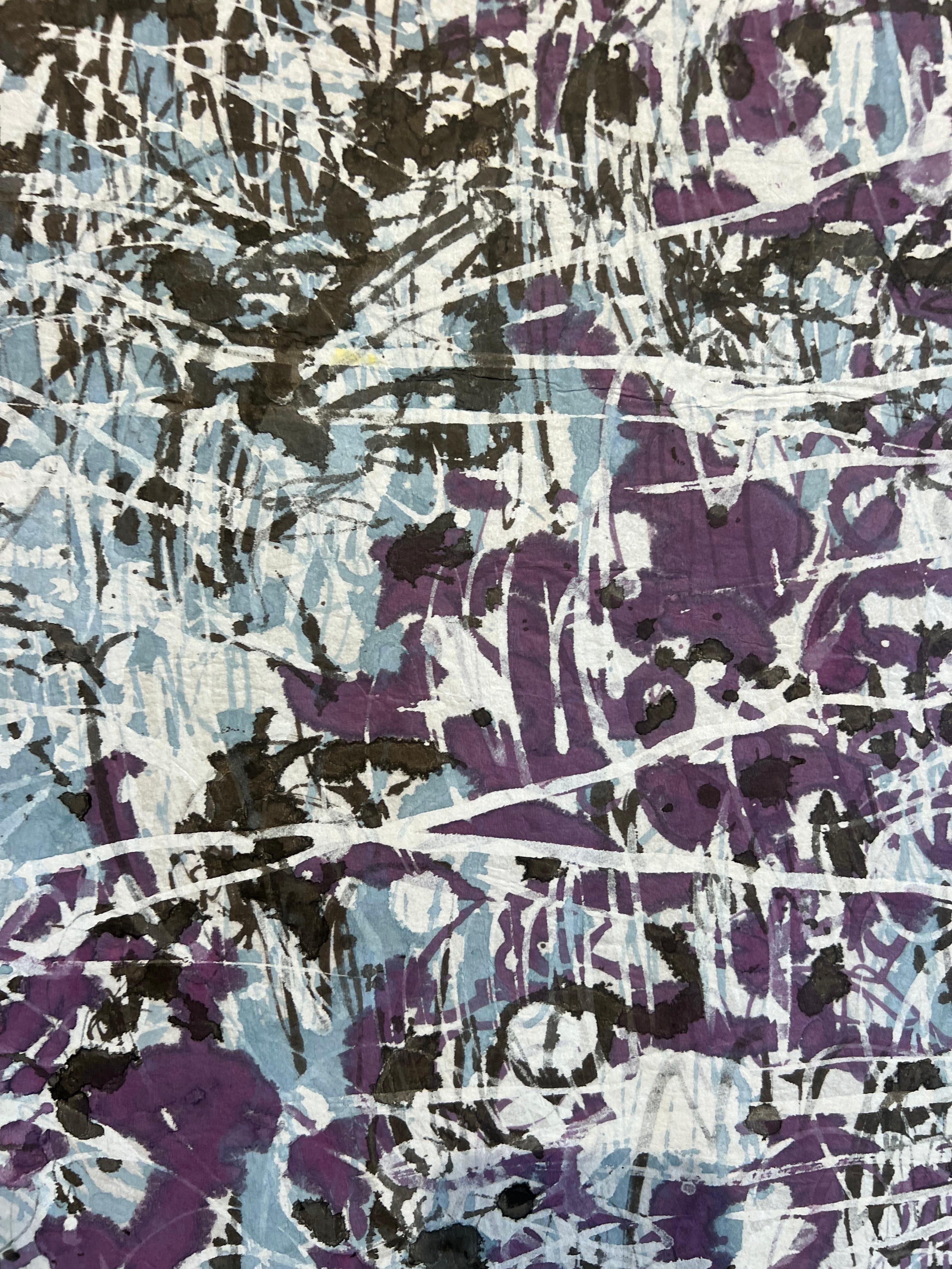 Painting with ink on authentic rice paper from China and gallbladder. The artist, from French Brittany, Bénédicte Hubert Darbois has through this series, of which we have for sale 3 paintings, which are sold separately titled 