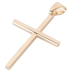BNH Modern 14kt Gold Wide Bar Cross Pendant, 21.5 x 34 mm, Denmark