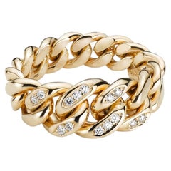 BNH Graduated Curb Ring R/H – 14 Karat Gold - 9.0 mm 6x0.01ct TW/VVS