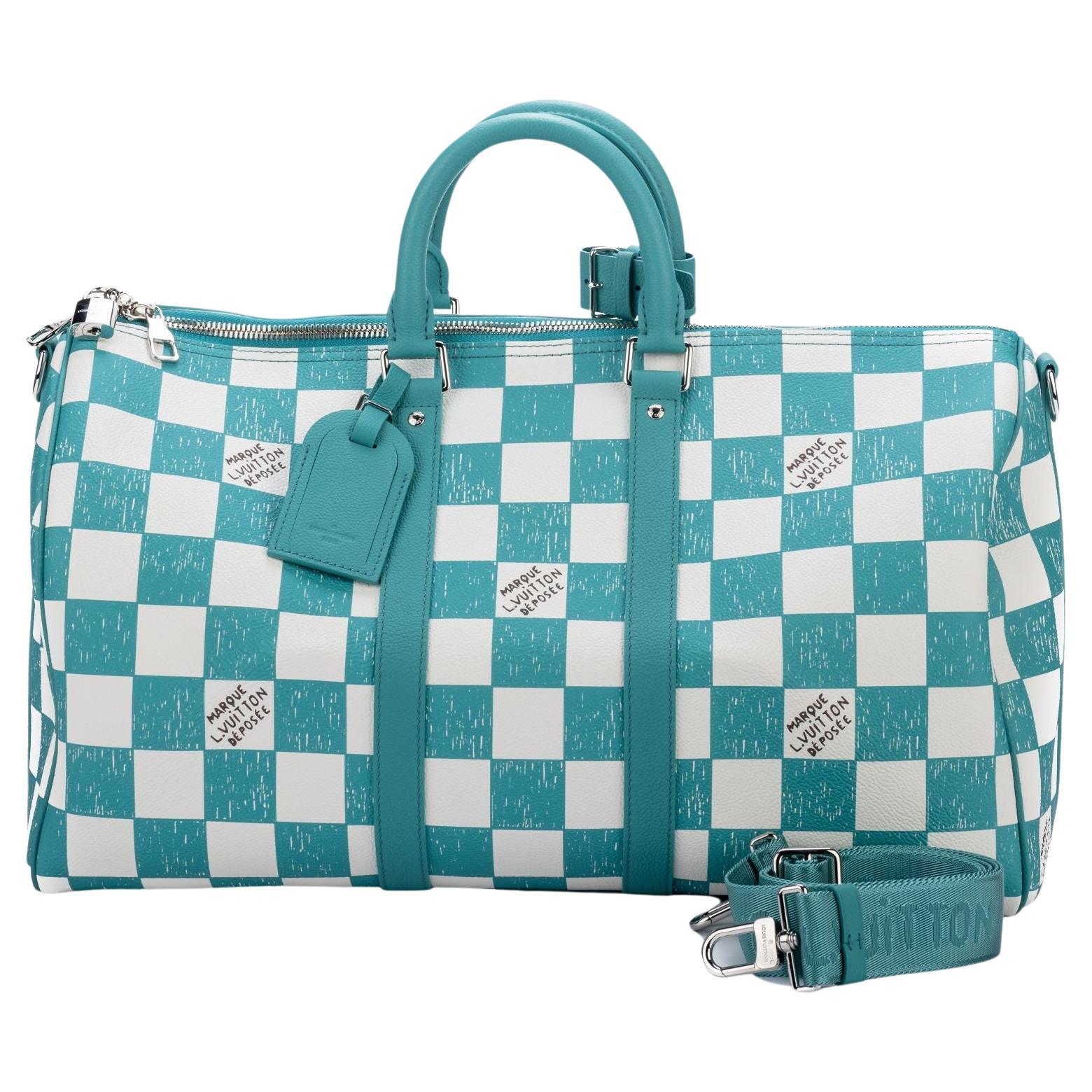 Brand New Louis Vuitton Keepall 50B Taurillon Illusion Blue/Green , Virgil  Abloh For Sale at 1stDibs