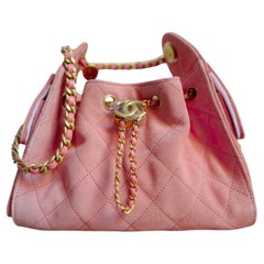 BNIB Chanel 26C Mini Hobo Shoulder Bag in Pink Suede with Gold Hardware