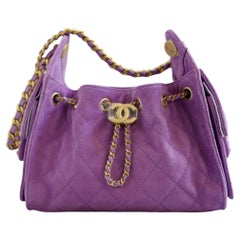 BNIB Chanel 26C Mini Hobo Shoulder Bag in Purple Suede with Gold Hardware