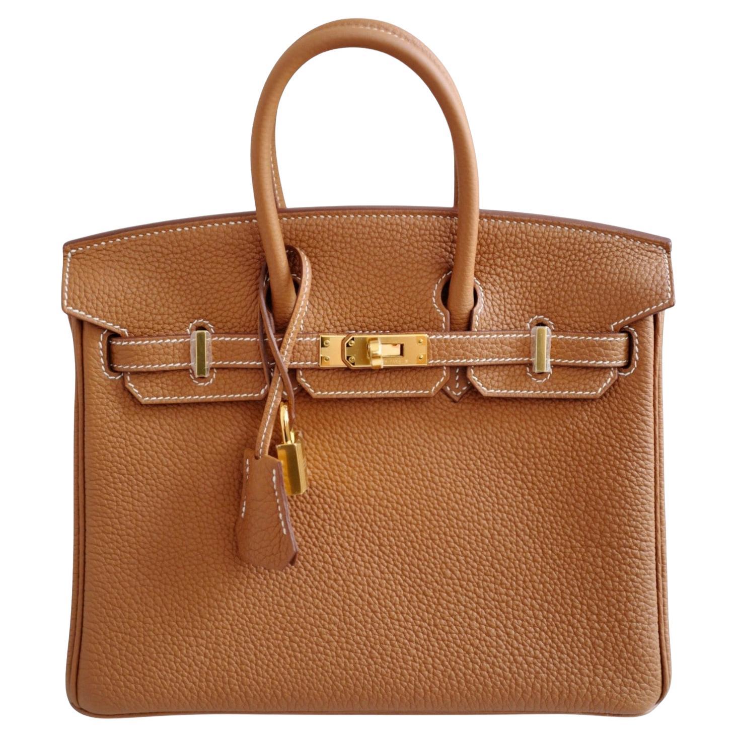 BNIB Hermès Birkin 25 Bag Gold Togo Leather with Gold Hardware en vente