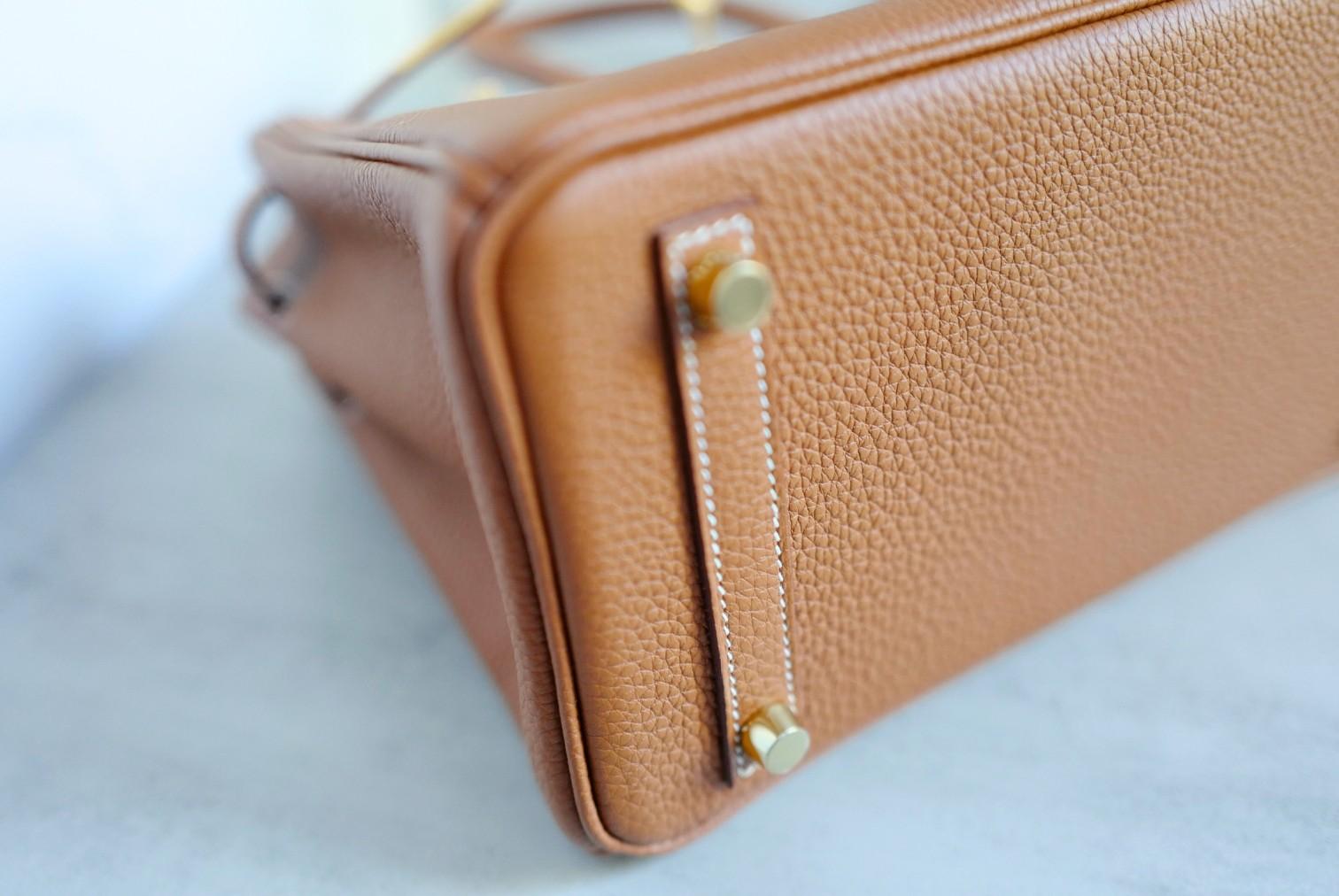 BNIB Hermès Birkin 25 Borsa in pelle Togo Oro con Hardware Oro Timbro K in vendita 9