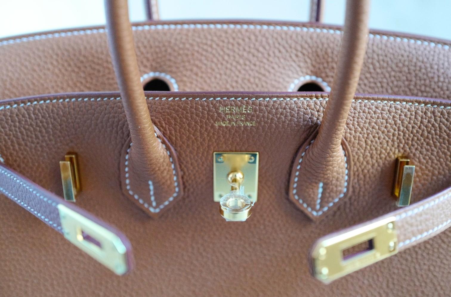 BNIB Hermès Birkin 25 Borsa in pelle Togo Oro con Hardware Oro Timbro K in vendita 12