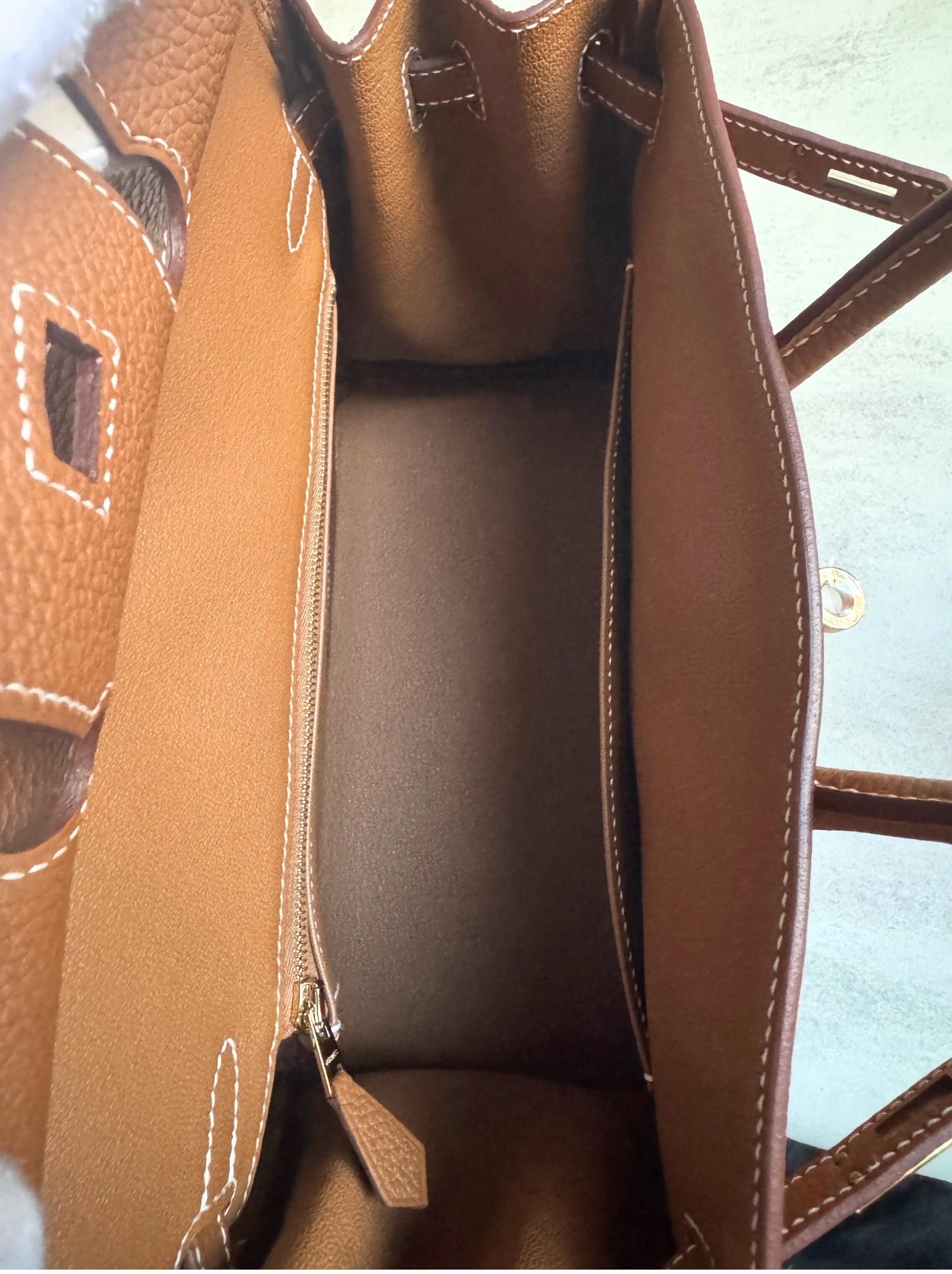 BNIB Hermès Birkin 25 Borsa in pelle Togo Oro con Hardware Oro Timbro K in vendita 2