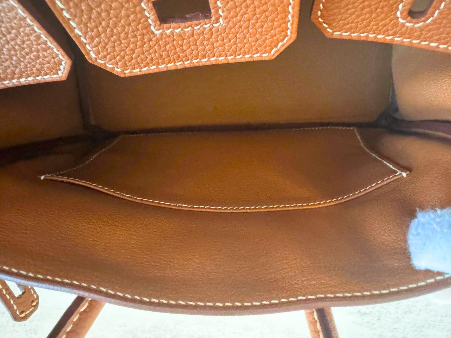 BNIB Hermès Birkin 25 Borsa in pelle Togo Oro con Hardware Oro Timbro K in vendita 3