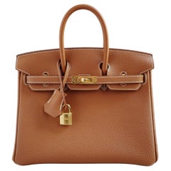 BNIB Hermès Birkin 25 Bag Gold Togo Leather with Gold Hardware Stamp K