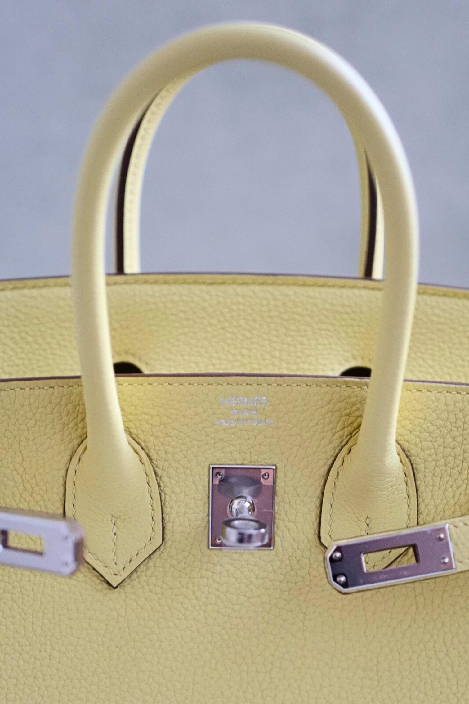 BNIB Hermès Birkin 25 Bag Jaune Poussin Togo Leather Palladium Hardware Stamp W en vente 6