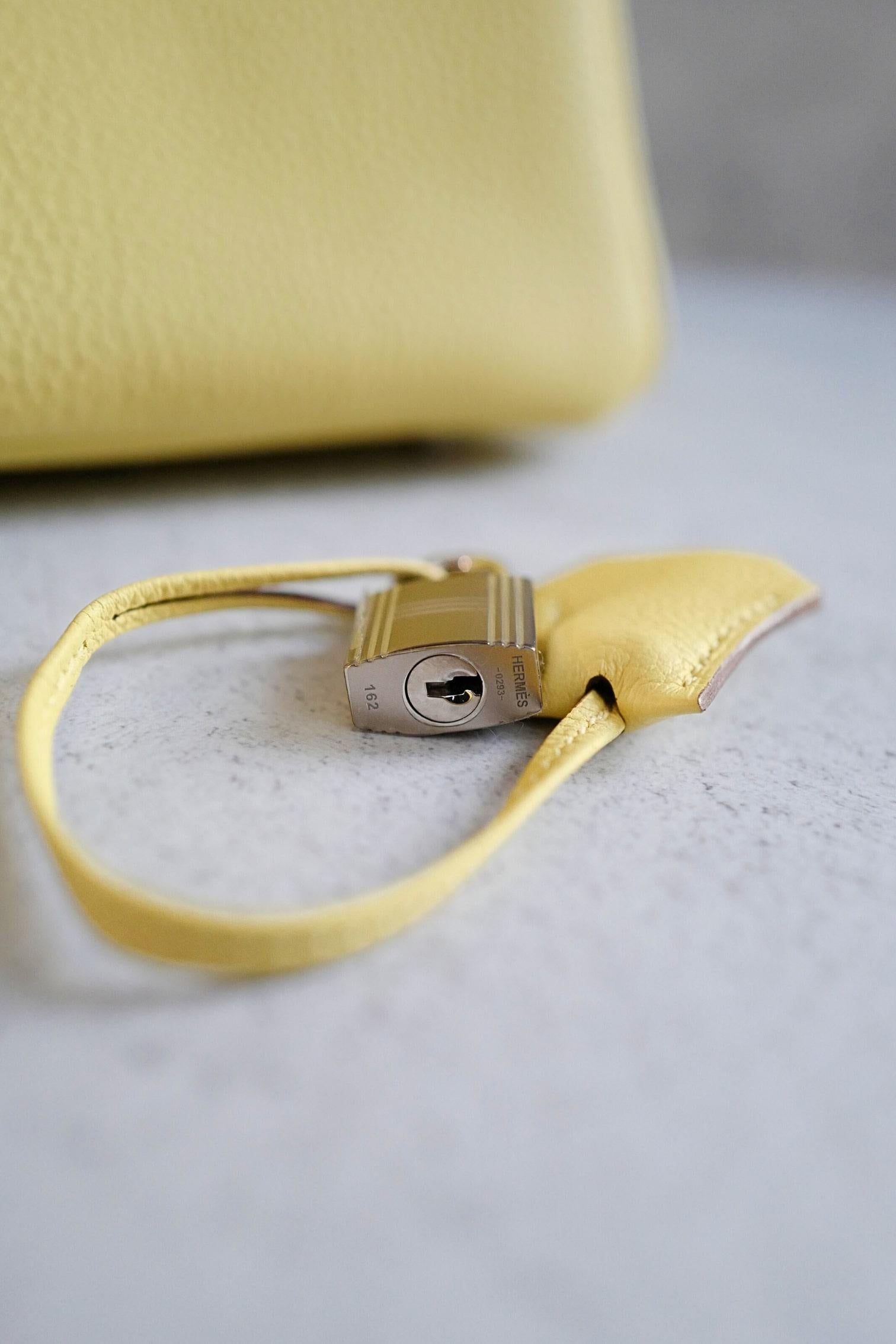 BNIB Hermès Birkin 25 Bag Jaune Poussin Togo Leather Palladium Hardware Stamp W en vente 8