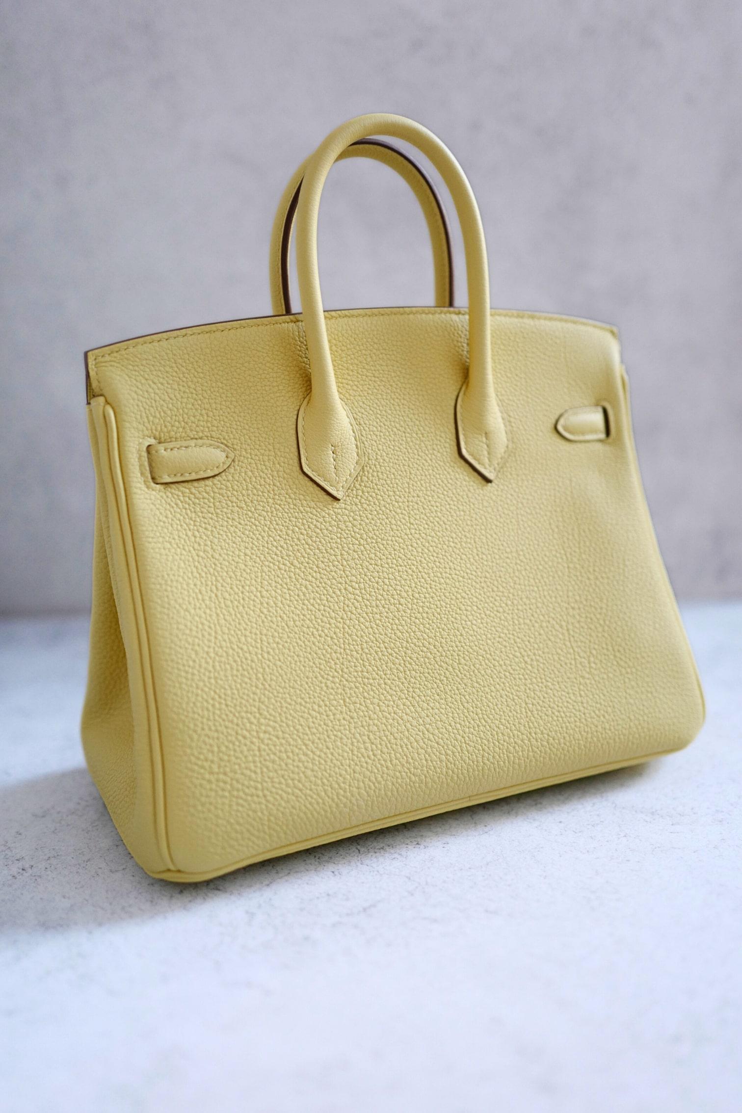 BNIB Hermès Birkin 25 Bag Jaune Poussin Togo Leather Palladium Hardware Stamp W en vente 9