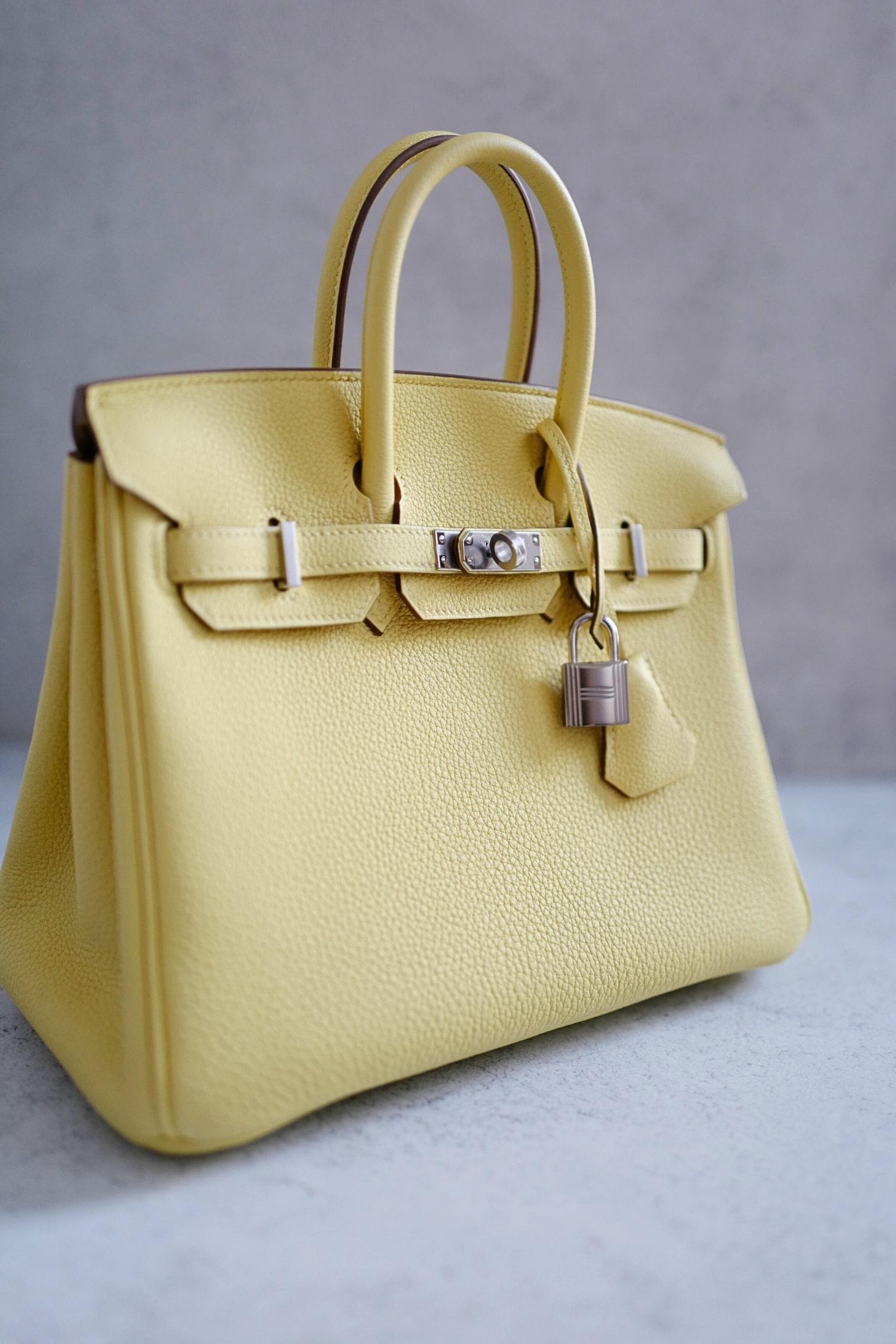 BNIB Hermès Birkin 25 Bag Jaune Poussin Togo Leather Palladium Hardware Stamp W en vente 12