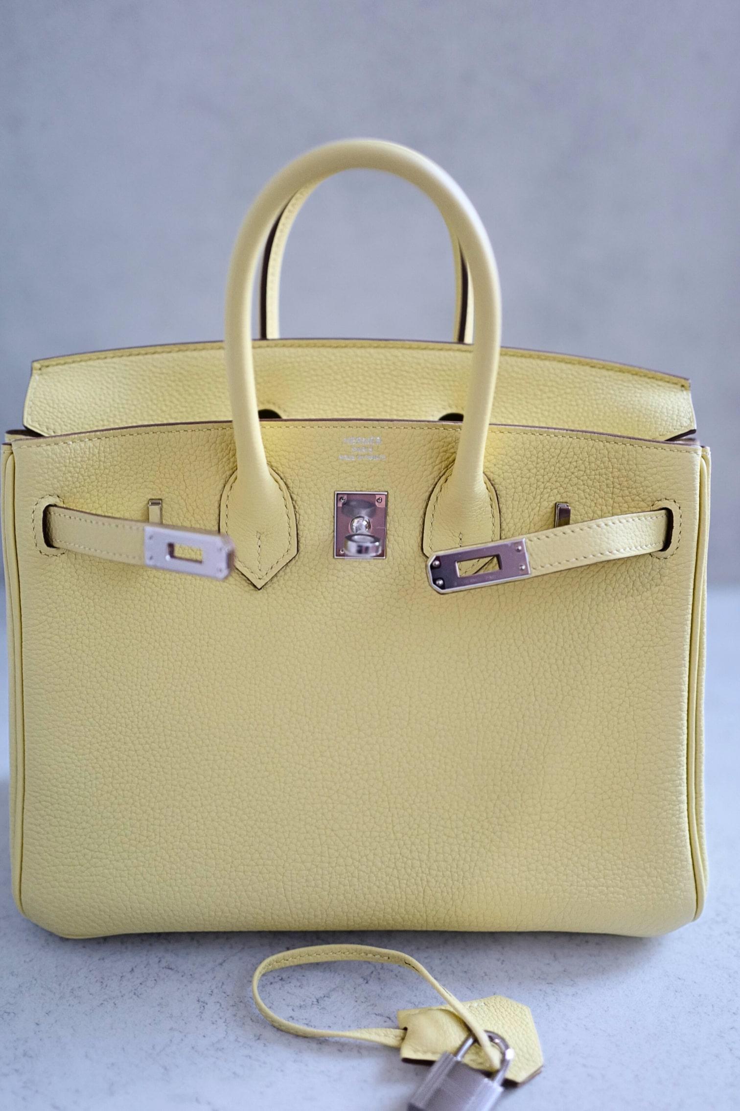 BNIB Hermès Birkin 25 Bag Jaune Poussin Togo Leather Palladium Hardware Stamp W en vente 14