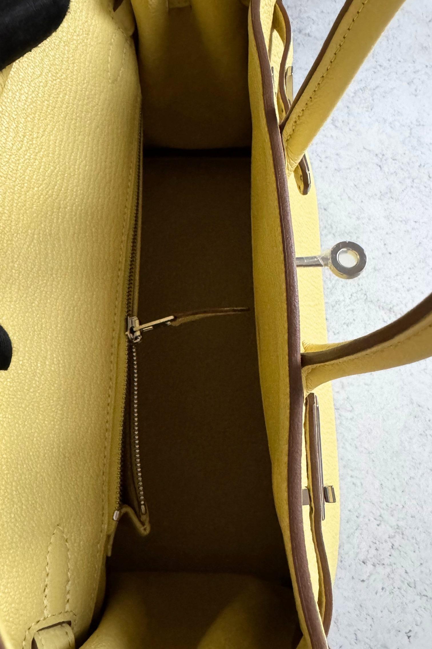 BNIB Hermès Birkin 25 Bag Jaune Poussin Togo Leather Palladium Hardware Stamp W en vente 4