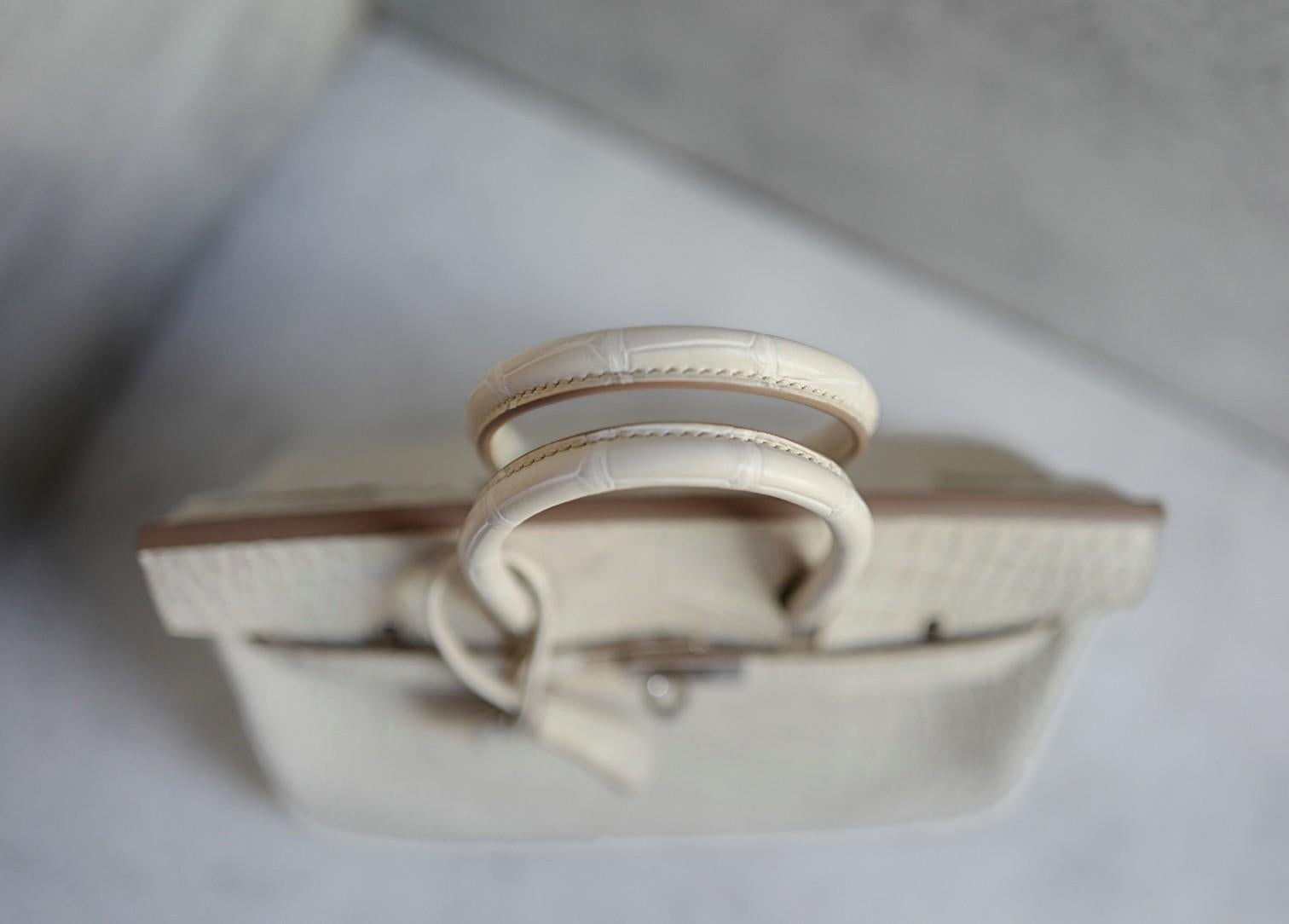 BNIB Hermès Birkin 25 Beton Matte Mississippiensis Alligatore PHW 2025 in vendita 2