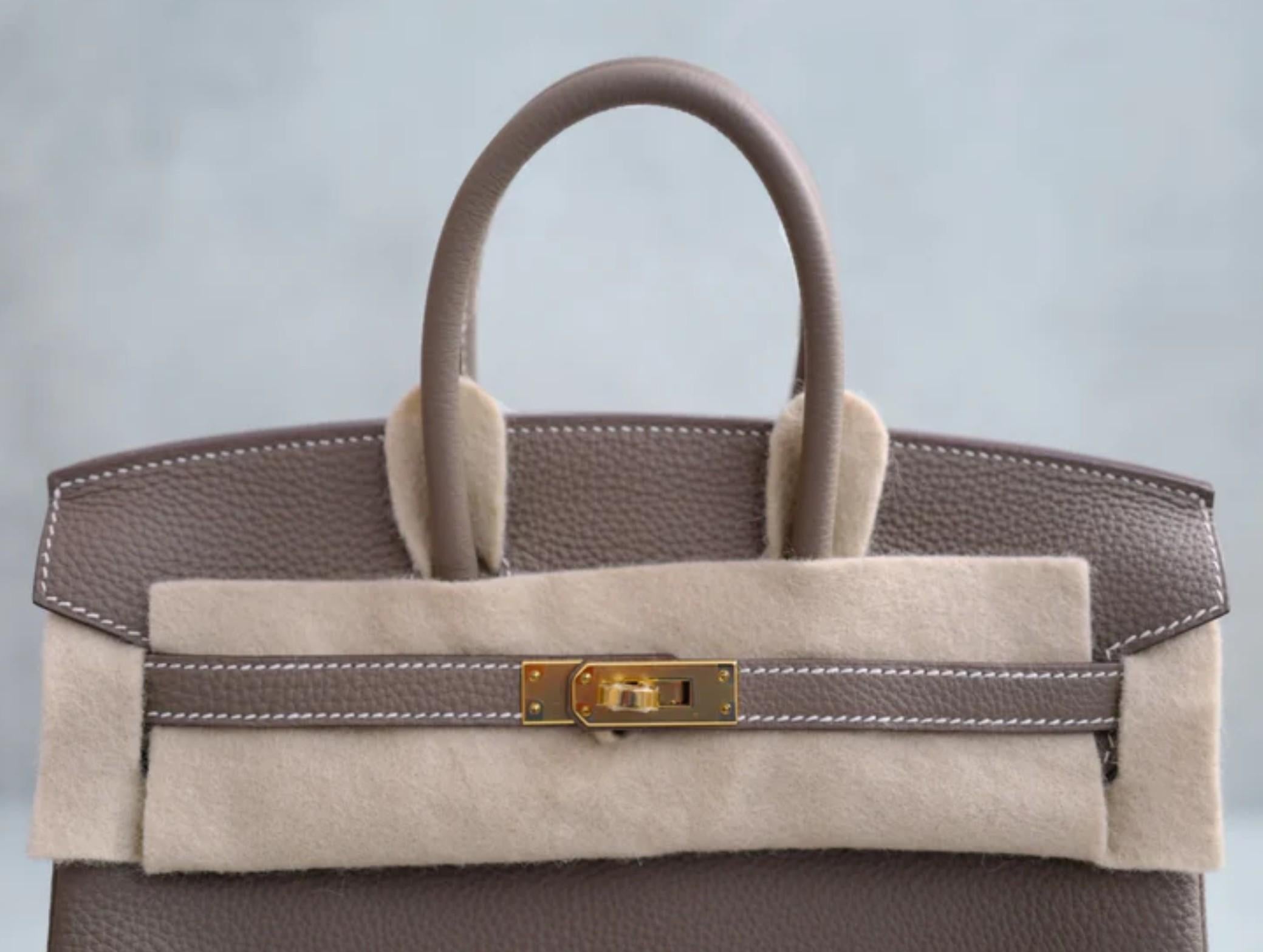 BNIB Hermès Birkin 25 Etoupe In Pelle Togo Con Hardware Oro Timbro 2025 5