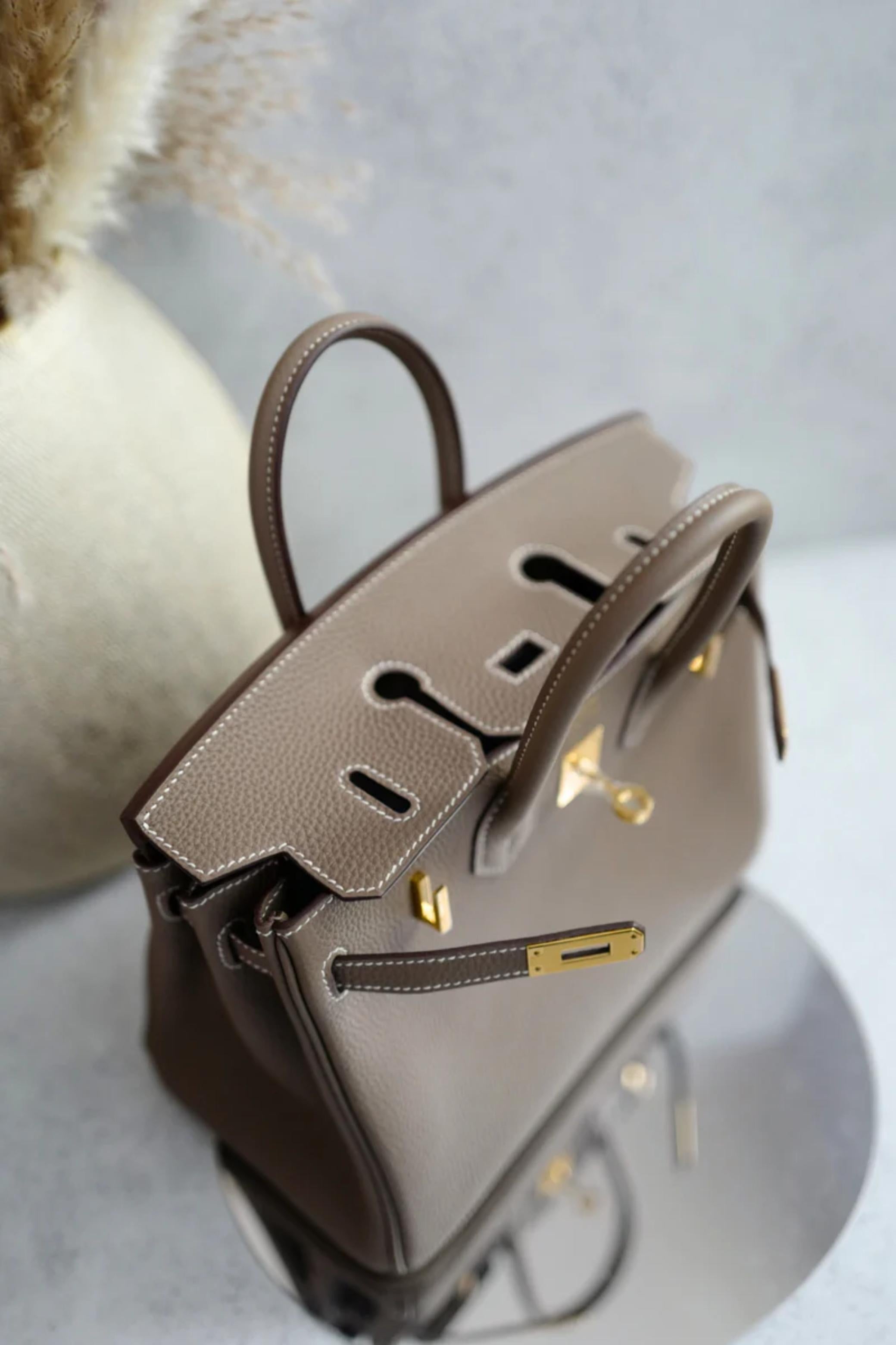 BNIB Hermès Birkin 25 Etoupe In Pelle Togo Con Hardware Oro Timbro 2025 13