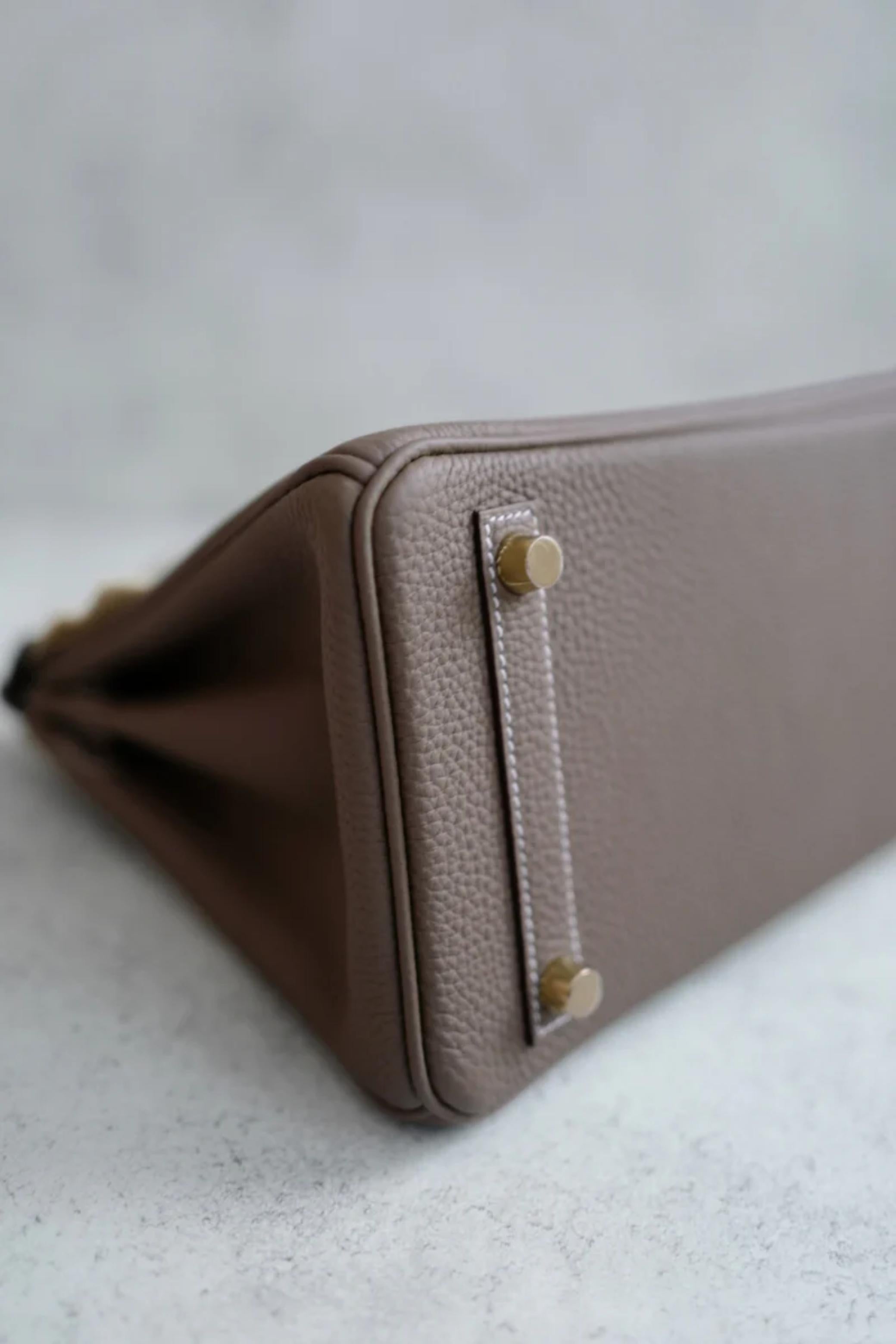 BNIB Hermès Birkin 25 Etoupe In Pelle Togo Con Hardware Oro Timbro 2025 14