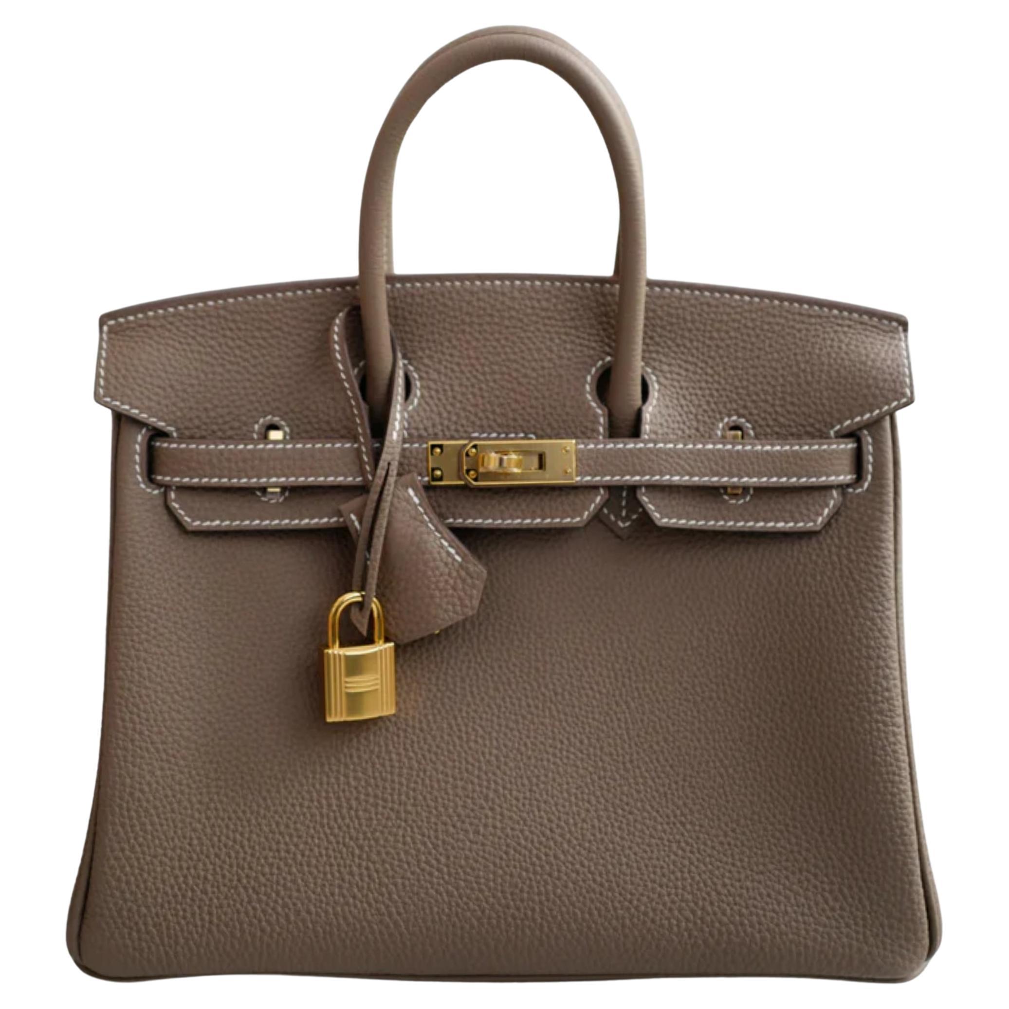 BNIB Hermès Birkin 25 Etoupe In Pelle Togo Con Hardware Oro Timbro 2025