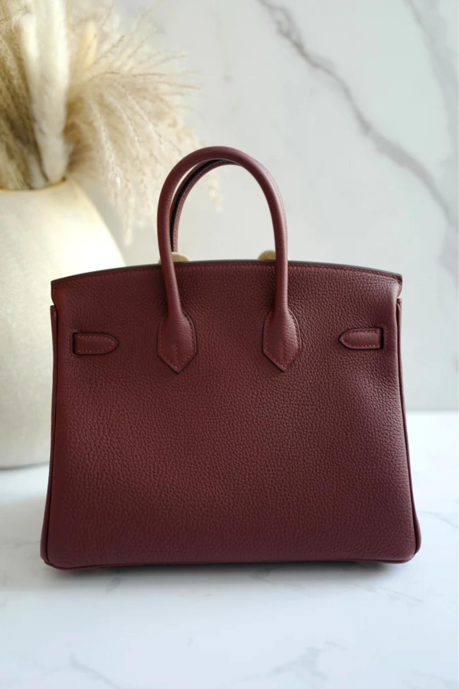 Brown BNIB Hermes Birkin 25 Rouge H Togo Gold Hardware K For Sale