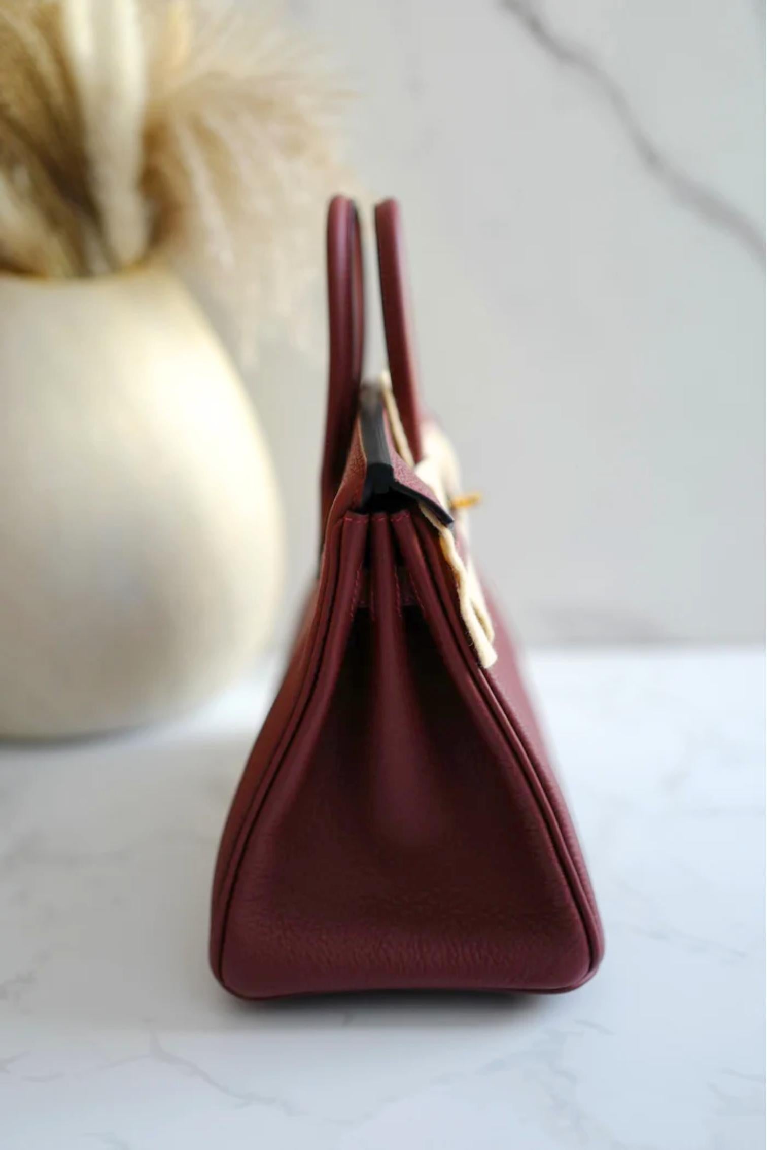 Women's BNIB Hermes Birkin 25 Rouge H Togo Gold Hardware K For Sale