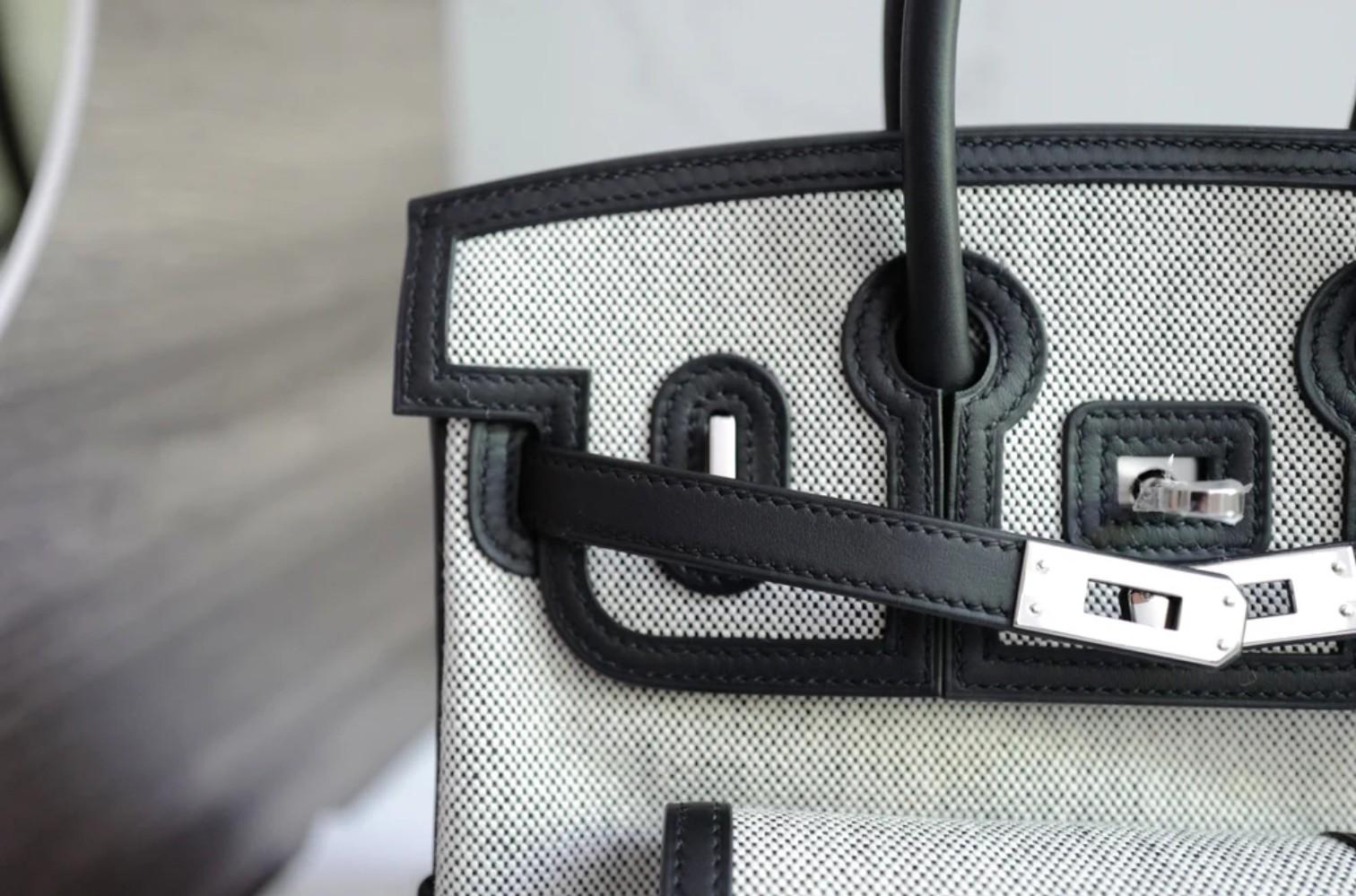 BNIB Hermès Birkin Cargo 25 Toile H/Veau Swift Ecru Noir/Noir PHW 2025 in vendita 12