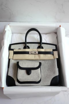 BNIB HERMÈS Birkin Cargo 25 Toile H/Veau Swift Ecru Noir/Noir PHW 2025