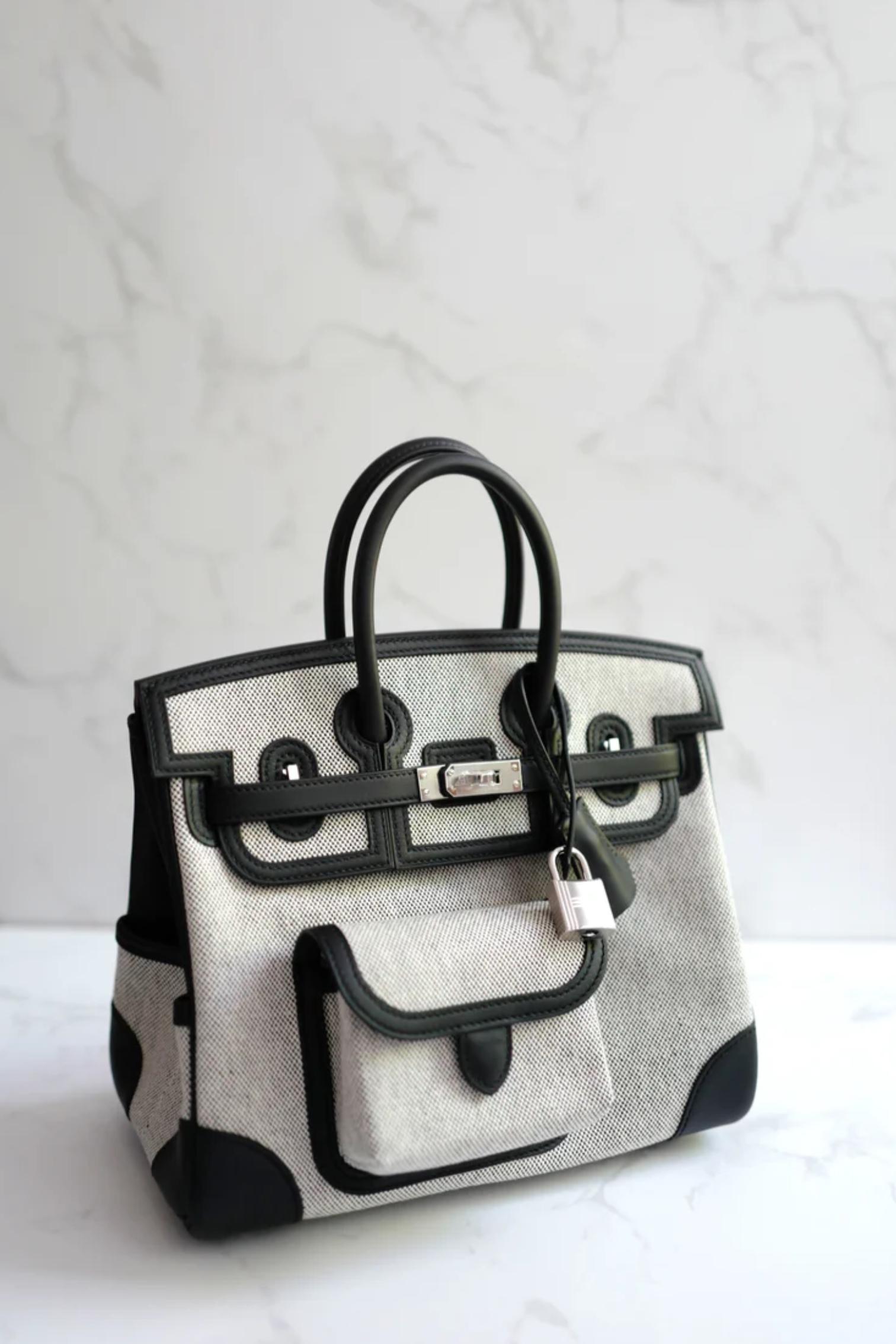 BNIB Hermès Birkin Cargo 25 Toile H/Veau Swift Ecru Noir/Noir PHW 2025 in vendita 15