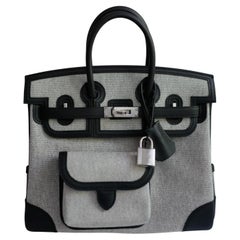 BNIB Hermès Birkin Cargo 25 Toile H/Veau Swift Ecru Noir/Noir PHW 2025