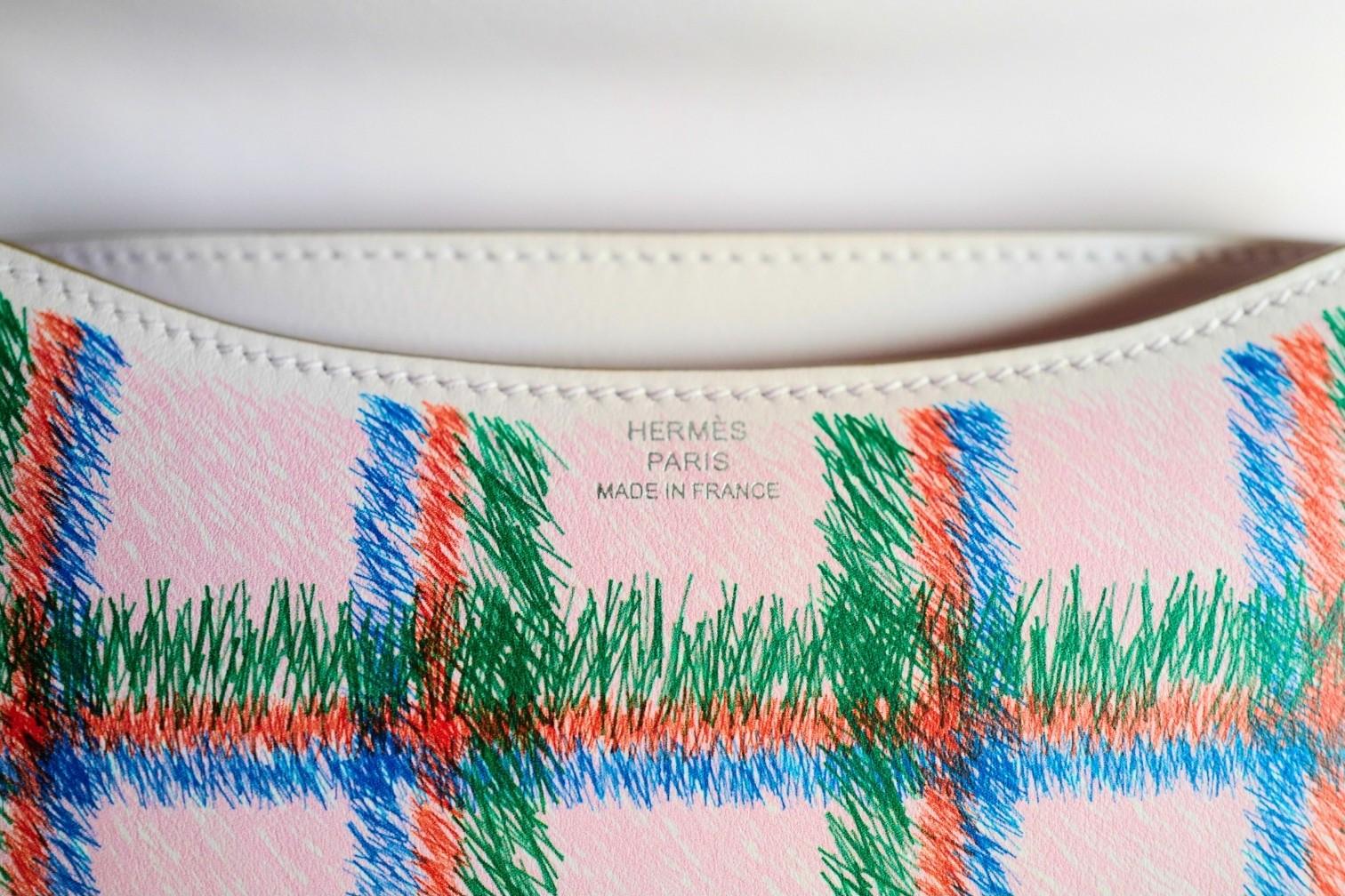 BNIB Hermès Constance 18 Mirror Tartan Borsa a spalla in pelle rosa PHW in vendita 7